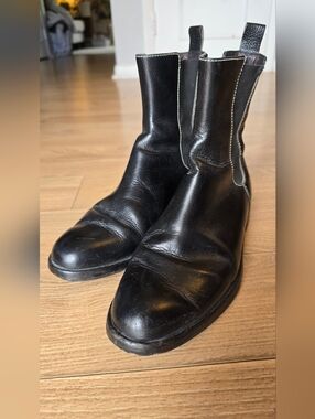 Lauren Ralph Lauren Black Leather Chelsea Boots Size 7B Made in Brazil Pull-On